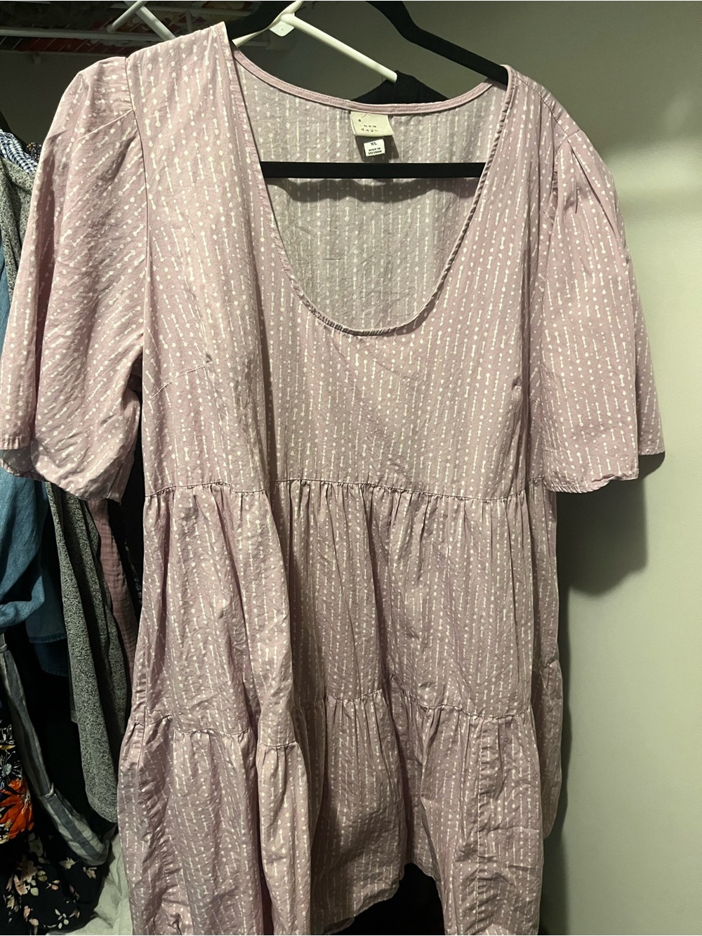 a new day Lavender Tiered Mini Dress with Metallic Stripe